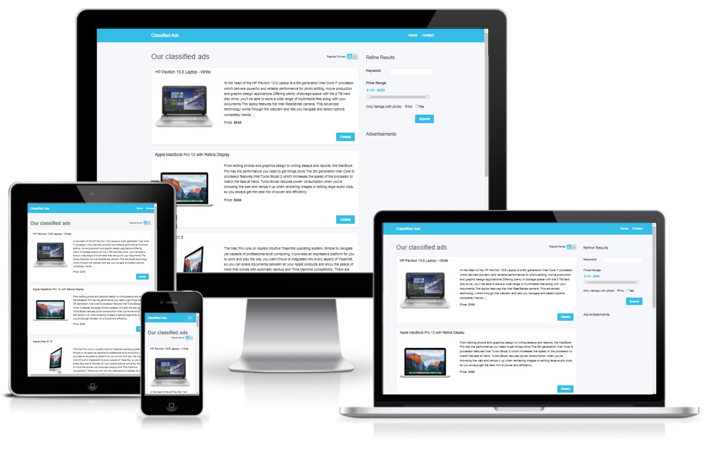 classified ads free responsive and fast loading template