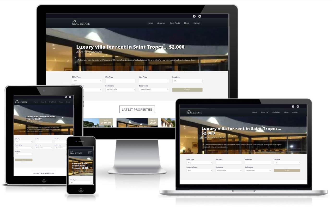 real estate agency free responsive and fast loading template