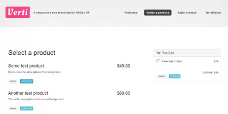 cart integration in verti responsive template