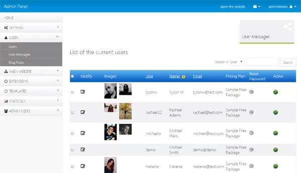 dating software back end administration