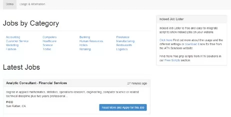 indeed job lister responsive php script