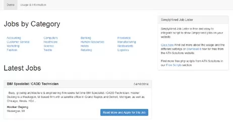 SimplyHired job lister demo