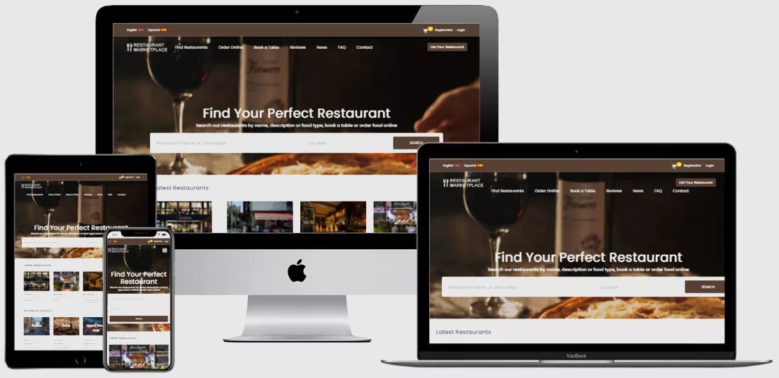 multi restaurants php website script