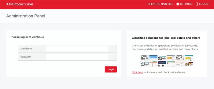 demo admin panel product uploader script