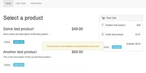 an easy to integrate ajax responsive shopping cart script